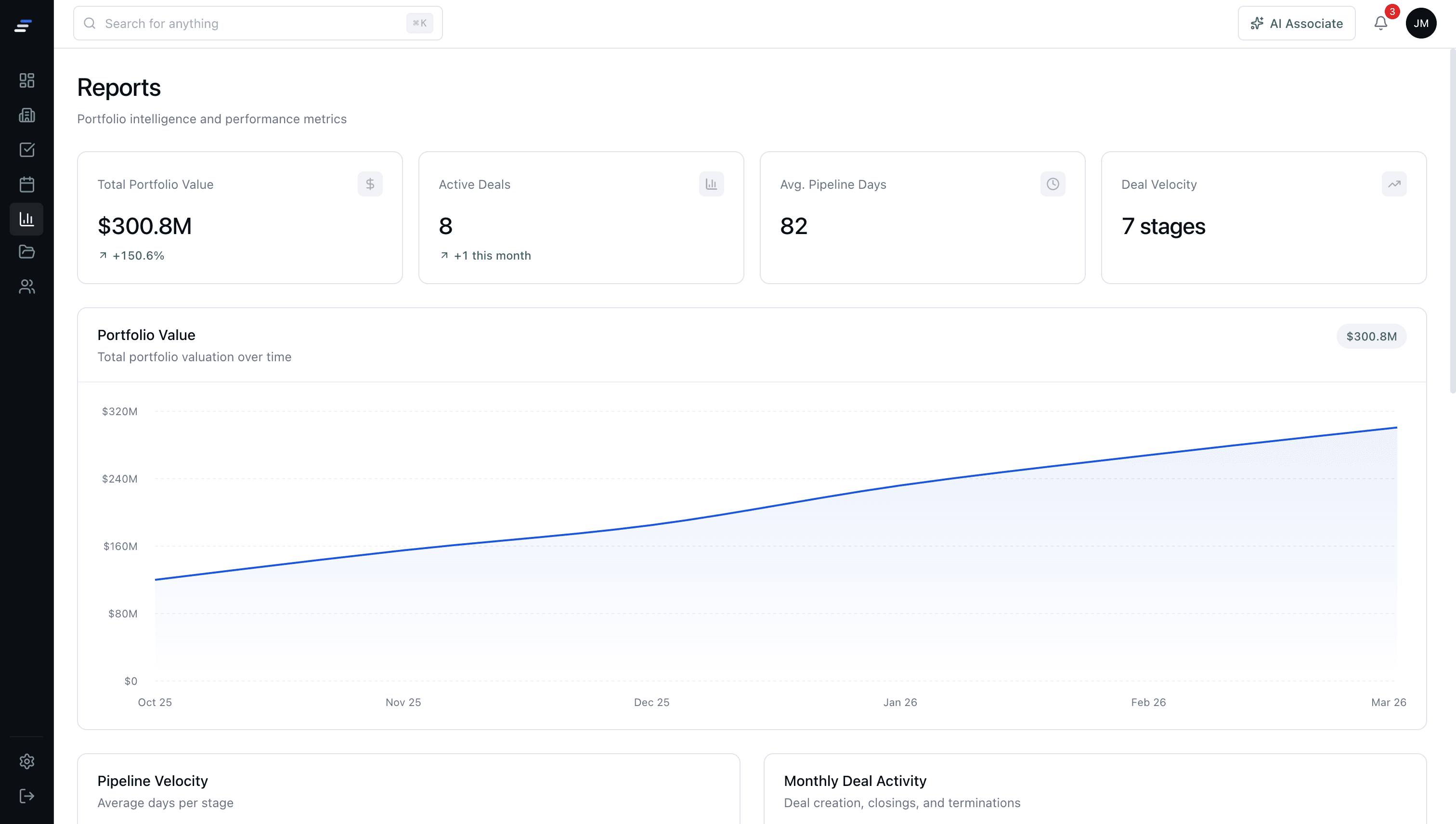 MotionCRE pipeline reporting and filtering