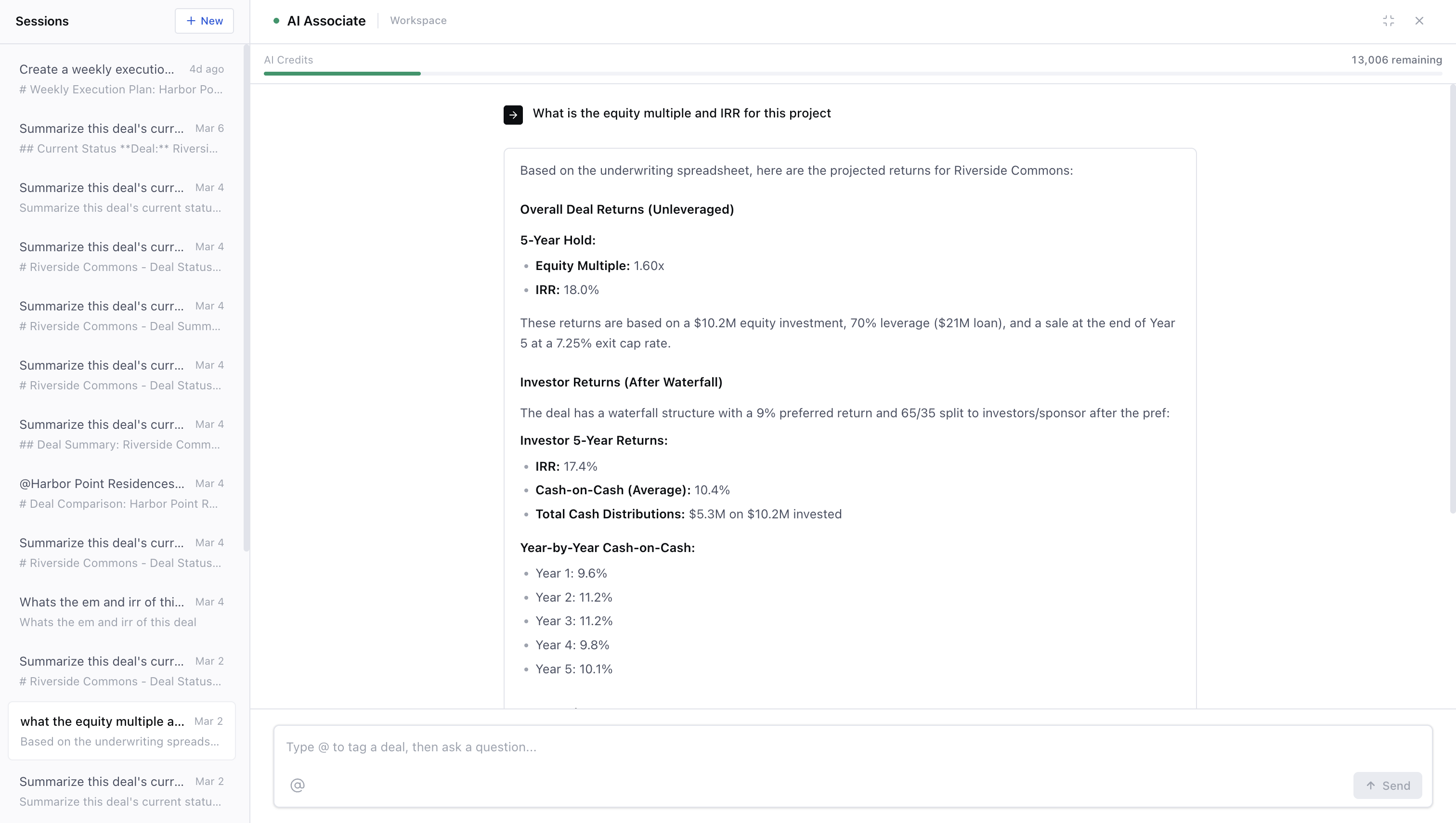 AI Associate generating a structured deal summary